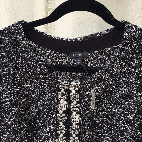 Talbot’s Black & Cream Knit Sweater Cardigan Jacket - Picture 5 of 16